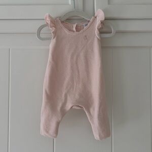 GAP - Light Pink Knit Baby Romper with Ruffle Straps